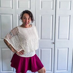 Style & Co Boho Flowy White Lace Top